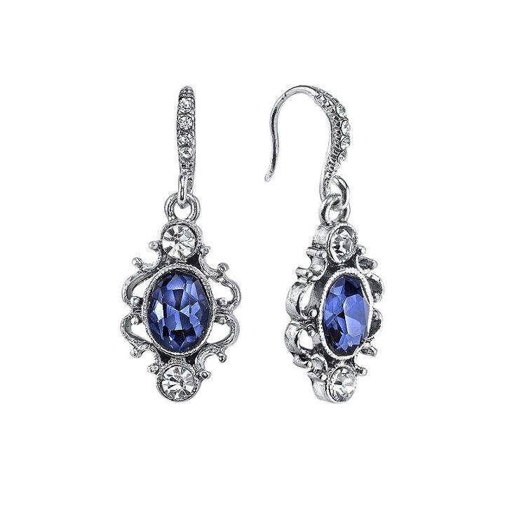 Downton Abbey Filigree Oval Drop Earrings, Women's, Blue