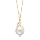 Pearlustre By Imperial 10k Gold Freshwater Cultured Pearl & Diamond Accent Pendant, Women's, Size: 18, White
