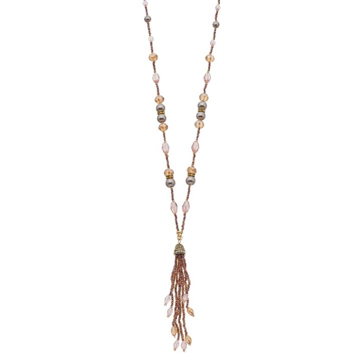 Napier Beaded Fringe Y Necklace, Women's, Pink