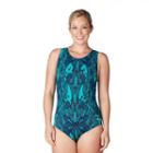 Women's Dolfin Printed Moderate One-piece Lapsuit, Size: 10 Comp, Lt Green