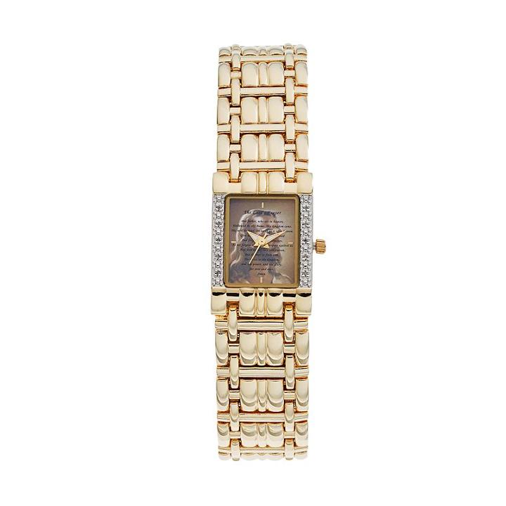 Women's Jesus The Lord's Prayer Crystal Watch, Yellow
