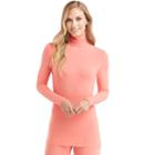 Women's Cuddl Duds Softwear Turtleneck, Size: Regular, Med Orange