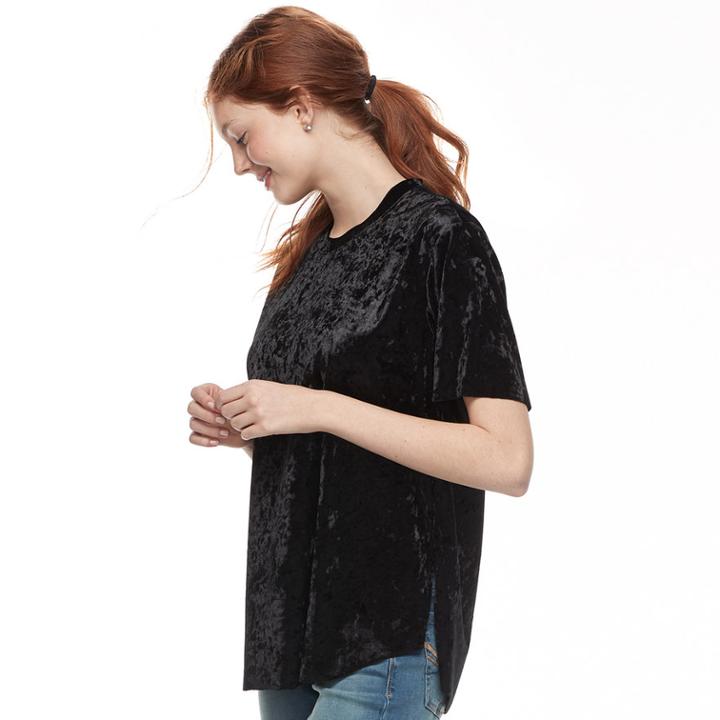 Juniors' Eye Candy Velvet Tee, Teens, Size: Xl, Black
