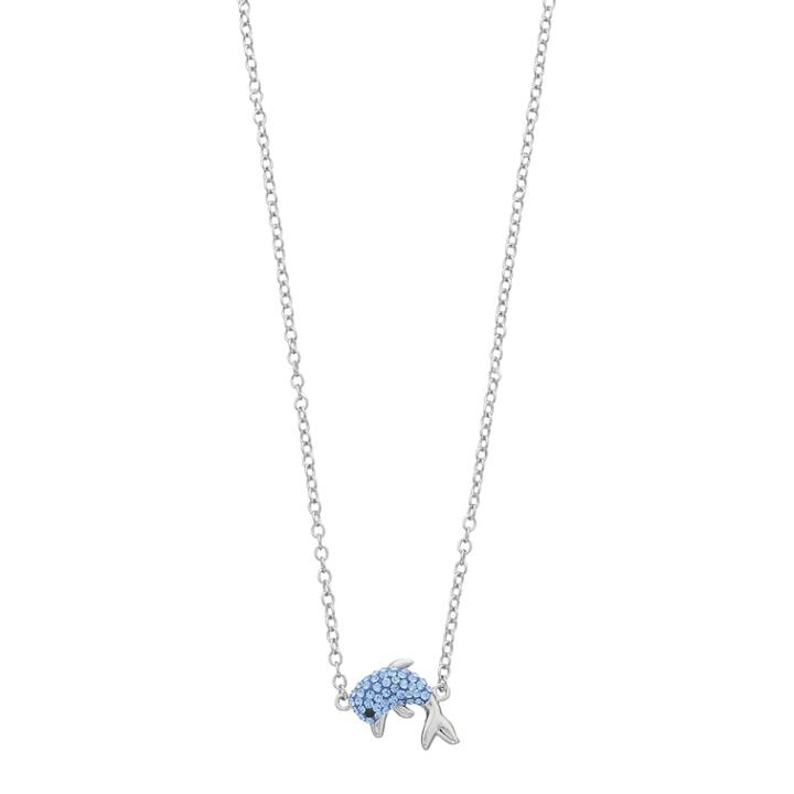 Silver Plated Crystal Dolphin Necklace, Women's, Blue