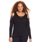 Plus Size Rock & Republic&reg; Strappy Cold-shoulder Tee, Women's, Size: 3xl, Black