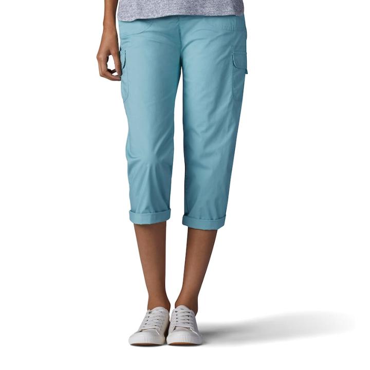 Women's Lee Nikki Cuffed Comfort Waist Poplin Capris, Size: 6 Avg/reg, Lt Green