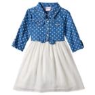 Toddler Girl Nannette Heart Print Chambray Top Dress, Size: 4t, Blue
