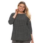 Plus Size Croft & Barrow&reg; Printed Jacquard Boatneck Tee, Women's, Size: 1xl, Black