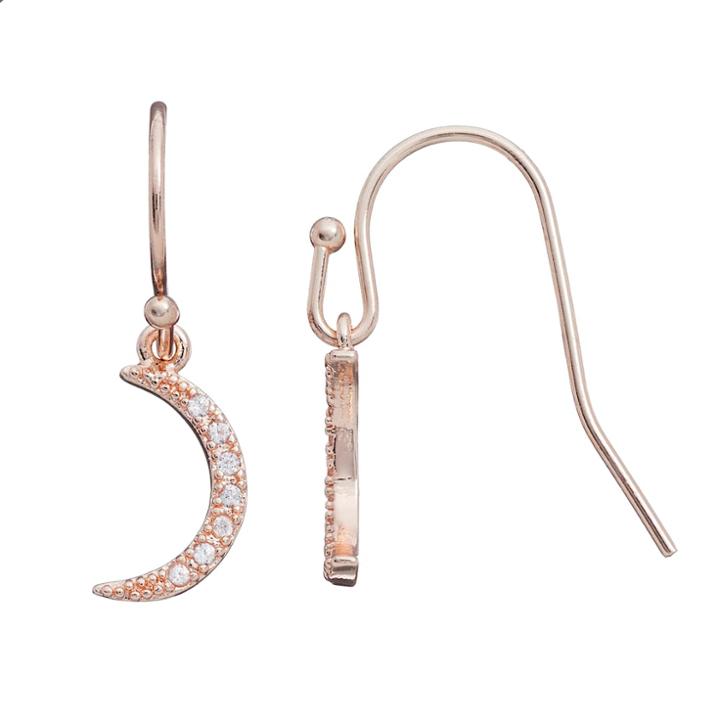 Lc Lauren Conrad Runway Collection Cubic Zirconia Crescent Moon Drop Earrings, Women's, Pink Other