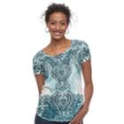 Women's World Unity Printed Scoopneck Tee, Size: Medium, Green