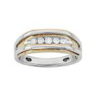 Men's Two Tone 14k Gold 1/4 Carat T.w. Diamond Wedding Band, Size: 11, White