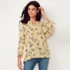 Women's Lc Lauren Conrad Printed Ruffle Sleeve Blouse, Size: Xxl, White