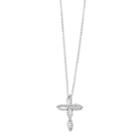 Primrose Sterling Silver Cubic Zirconia Twist Cross Pendant, Women's, Size: 18, White