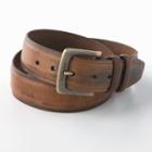 Columbia Double Loop-stitched Leather Belt - Extended Size, Size: 44, Brown