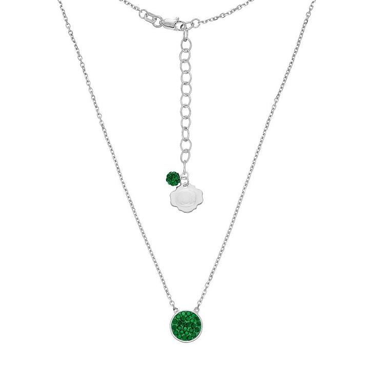 Oregon Ducks Sterling Silver Crystal Disc Necklace, Women's, Size: 18, Green