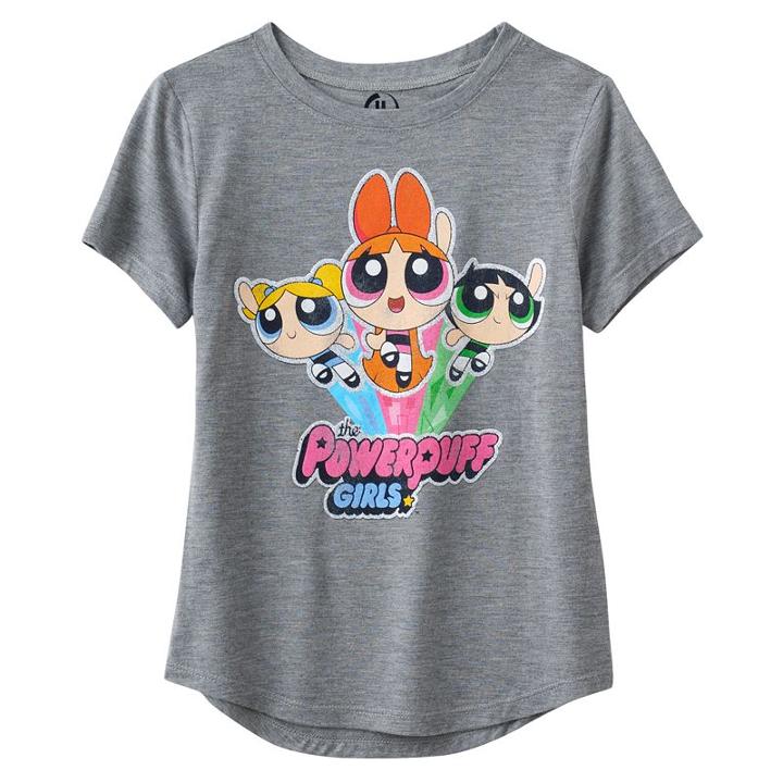 Girls 7-16 Powerpuff Girls Bubbles, Blossom & Buttercup Graphic Tee, Girl's, Size: Medium, Med Grey