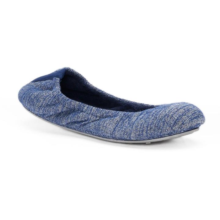 Women's Dearfoams Variegated Knit Ballet Slippers, Size: Small, Med Blue