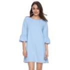 Women's Nina Leonard Balloon-sleeve Shift Dress, Size: Xl, Light Blue