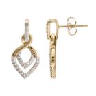 10k Gold 1/4-ct. T.w. Diamond Leaf Drop Earrings, Women's, White