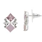 Brilliance Silver Plated Geometric Drop Earrings With Swarovski Crystals, Women's, Pink