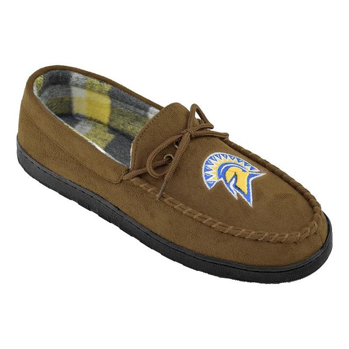Men's San Jose State Spartans Microsuede Moccasins, Size: 9, Brown