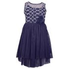 Girls 7-16 Bonnie Jean Sequin & Rosette High-low Dress, Size: 7, Blue (navy)