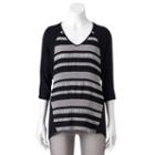 Women's Dana Buchman Striped Dolman Tee, Size: Small, Black