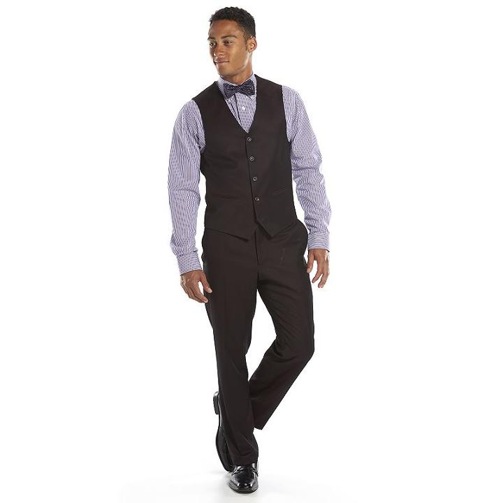 Men's Steve Harvey Classic-fit Maroon Suit Vest, Size: Medium, Red