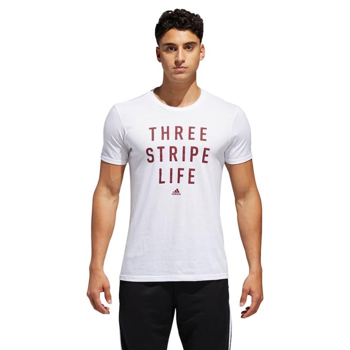 Men's Adidas Three Stripe Tee, Size: Xl, White