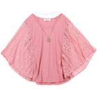 Girls 7-16 Speechless Lace Sleeves Circle Top & Necklace Set, Size: Xl, Light Pink