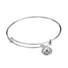 Illuminaire Silver-plated Crystal Charm Bangle Bracelet - Made With Swarovski Crystals, Women's, White