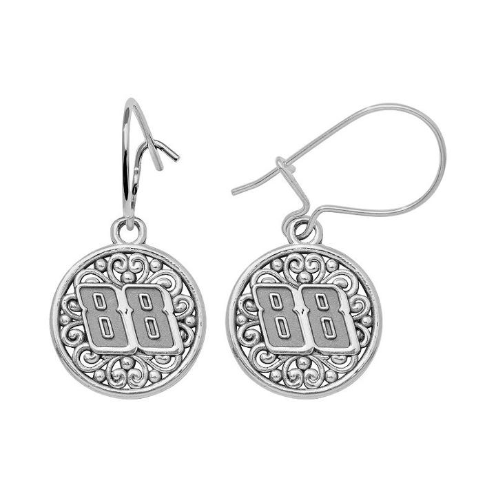Insignia Collection Nascar Dale Earnhardt Jr. Sterling Silver 88 Drop Earrings, Women's, Grey
