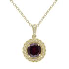 Sterling Silver Garnet & 1/10 Carat T.w. Diamond Halo Pendant, Women's, Size: 18, Red