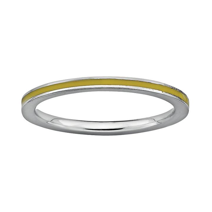 Stacks And Stones Sterling Silver Yellow Enamel Stack Ring, Women's, Size: 6