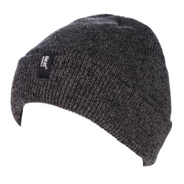Men's Heat Holders Ribbed Knit Cuffed Beanie, Grey (charcoal)