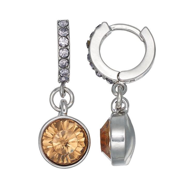Simply Vera Vera Wang Nickel Free Faceted Stone Drop Huggie Hoop Earrings, Women's, Brown Oth