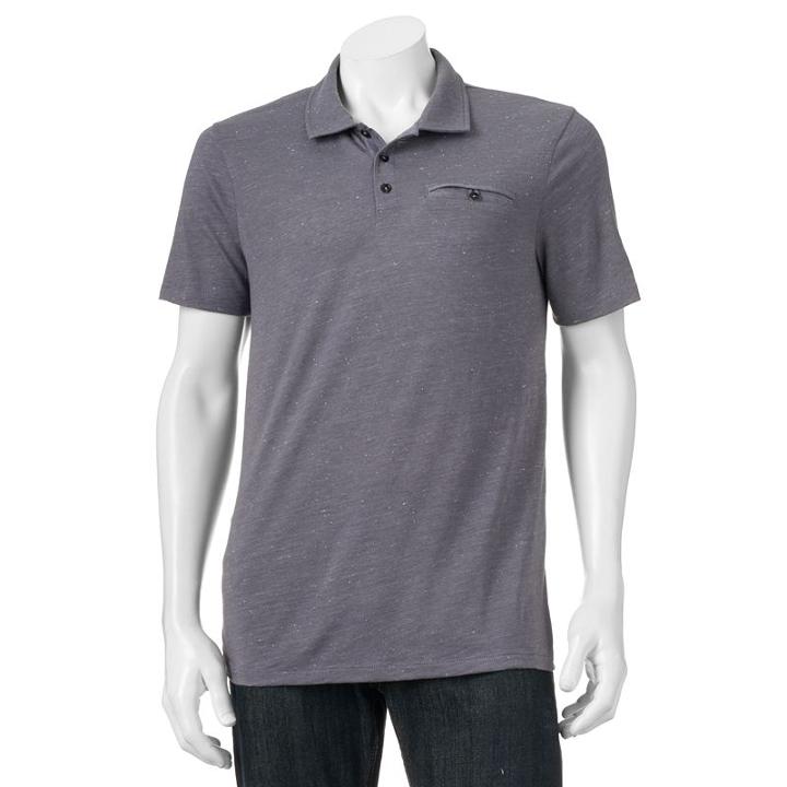 Big & Tall Rock & Republic Classic-fit Heathered Nep Polo, Men's, Size: M Tall, Dark Grey