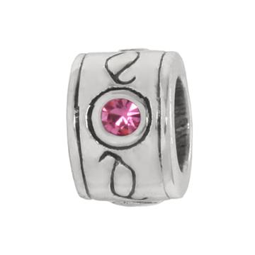 Individuality Beads Sterling Silver Crystal Scroll Round Bead, Women's, Pink