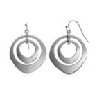 Abstract Double Hoop Drop Earrings, Women's, Silver