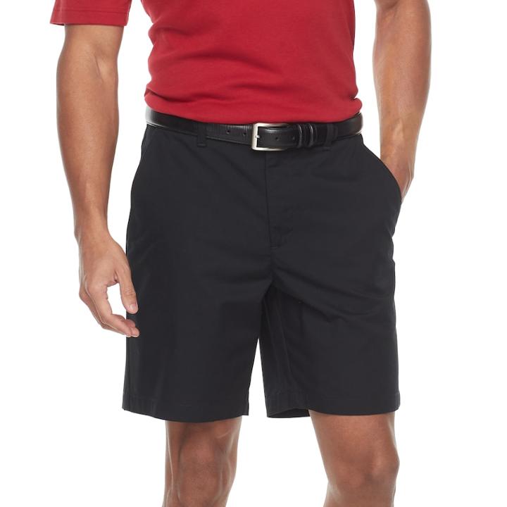 Men's Croft & Barrow&reg; Classic-fit Easy-care Stretch Flex-waist Flat-front Shorts, Size: 38, Black
