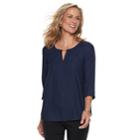 Women's Dana Buchman Metal-accent Keyhole Top, Size: Small, Blue (navy)