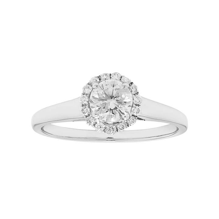 14k White Gold 5/8 Carat T.w. Igl Certified Diamond Flower Engagement Ring, Women's, Size: 7