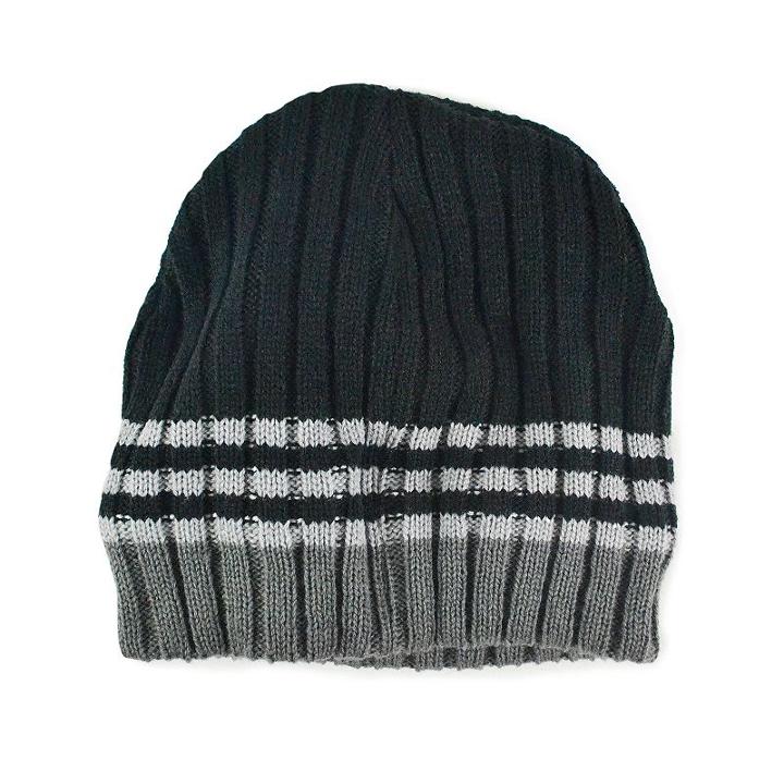 Muk Luks Striped Ribbed Beanie - Men, Grey