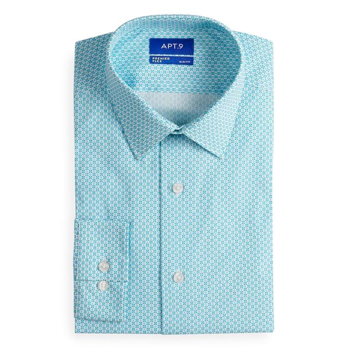 Men's Apt. 9&reg; Slim-fit Premier Flex Collar Stretch Dress Shirt, Size: 18-34/35, Blue
