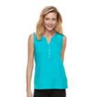 Women's Croft & Barrow&reg; Sleeveless Henley Top, Size: Xl, Med Blue