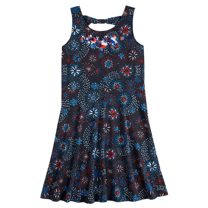 Girls 7-16 & Plus Size So&reg; Fireworks Print Dress, Size: S/7-8, Dark Blue