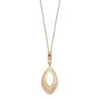 Long Hammered Cutout Marquise Pendant Necklace, Women's, Gold