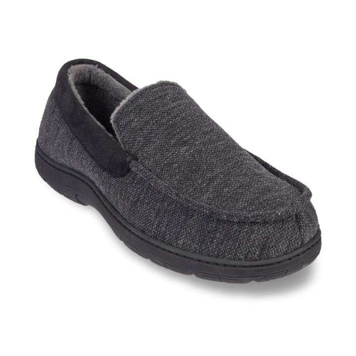 Men's Heat Keep Textured Jersey Venetian Moccasin Slippers, Size: Medium, Oxford