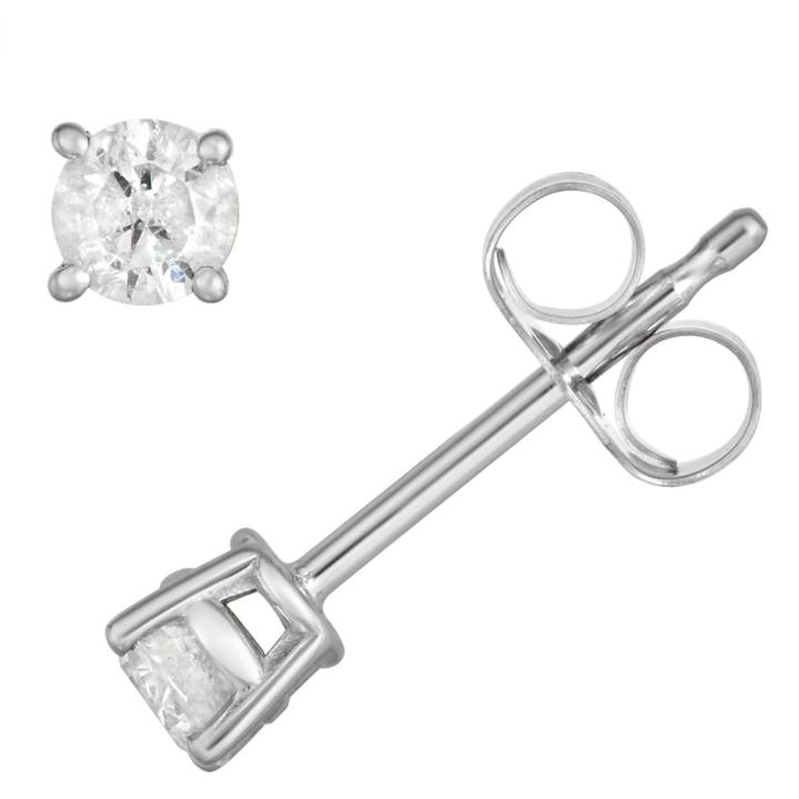 10k White Gold 1/5 Carat T.w. Diamond Solitaire Stud Earrings, Women's