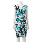 Women's Suite 7 Print Faux-wrap Dress, Size: 10, Blue